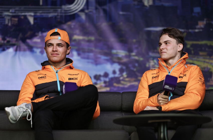 Lando Norris and Oscar Piastri, McLaren, Formula 1 (Photo by Qian Jun/MB Media/Getty Images)
